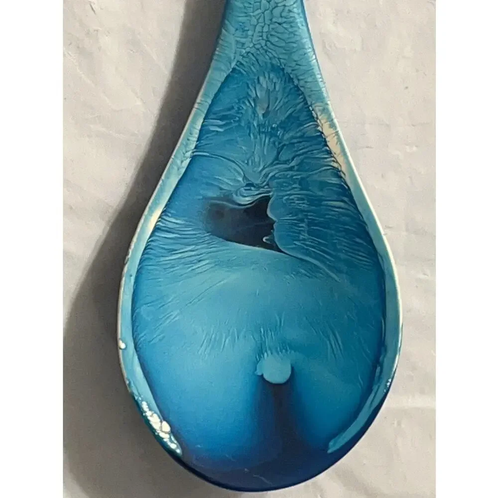 Resin Swirl Salad Set Utensil 2 Pc Blue - Excellent